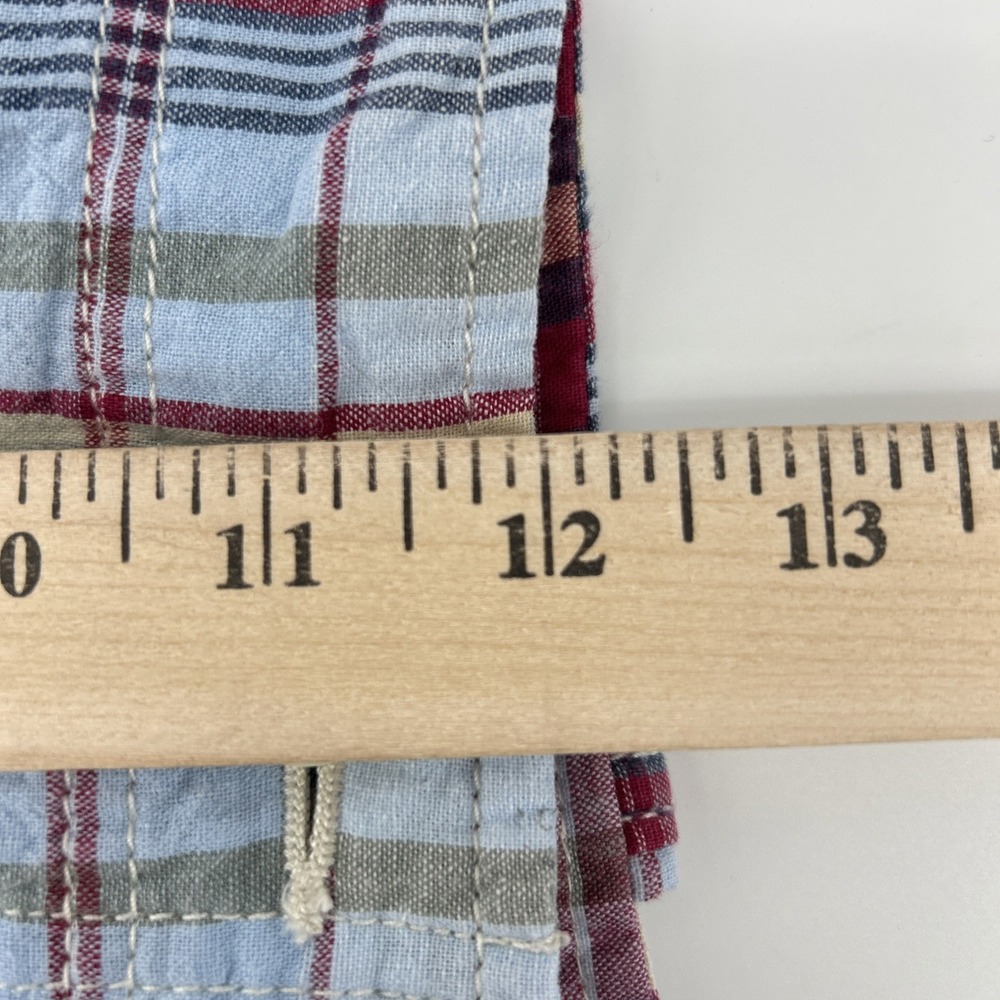 Vintage Polo Jeans Shorts Men's 36 Red Blue White Plaid Cargo Flat 90s Cotton - Picture 13 of 15